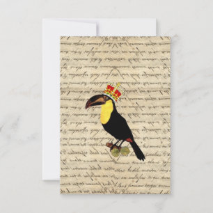 Funny vintage toucan & crown