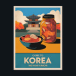 Funny Vintage Travel Korea Kimchi Humour Retro  Postcard<br><div class="desc">Experience the tasty side of Korea with this fun,  retro travel-inspired design featuring everyone's favourite Korean staple. Infused with nostalgic vibes and vintage charm,  this piece is perfect for those who appreciate bold flavours and cultural flair.</div>