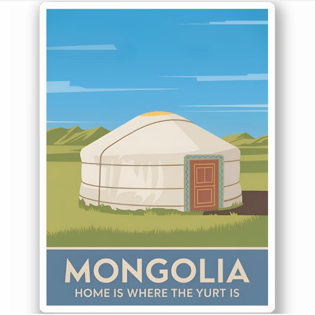 Funny Vintage Travel Mongolia Yurt Retro Style  (Front)