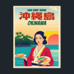 Funny Vintage Travel Okinawa Japan Sushi Humour Postcard<br><div class="desc">Culturally playful design,  designed to tickle your funny bone with Japanese humour. Perfect for anyone who appreciates the lighter side of Japan and enjoys a good laugh.</div>