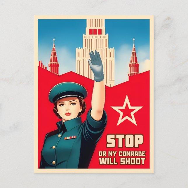 Funny Vintage USSR Soviet Russian Cold War Humour Postcard (Front)