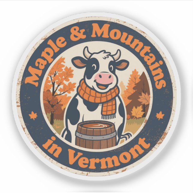 Funny Vintage Vermont Cow Maple Syrup Retro (Front)