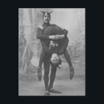 Funny Vintage Victorian Circus Performers Postcard<br><div class="desc">A weird Victorian photograph of two performers dressed as devils.</div>