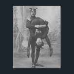 Funny Vintage Victorian Circus Performers Postcard<br><div class="desc">A weird Victorian photograph of two performers dressed as devils.</div>