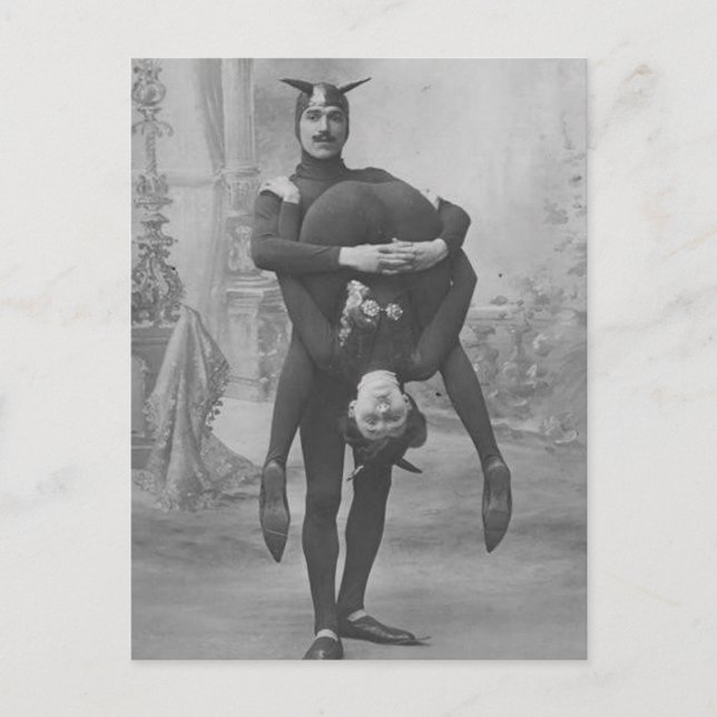 Funny Vintage Victorian Circus Performers Postcard (Front)