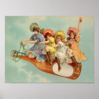 Funny Vintage Victorian Women Drinking Beer
