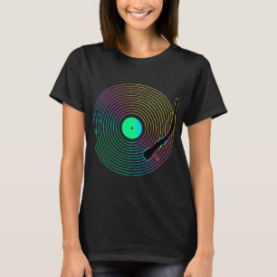 Funny Vintage Vinyl Record Player Sketch Drawing 1 T-Shirt