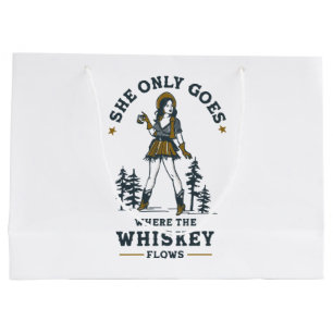 Funny Vintage Western Cowgirl Whiskey Lover Large Gift Bag