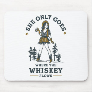 Funny Vintage Western Cowgirl Whiskey Lover Mouse Mat