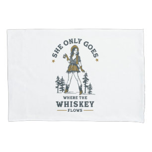 Funny Vintage Western Cowgirl Whiskey Lover Pillowcase