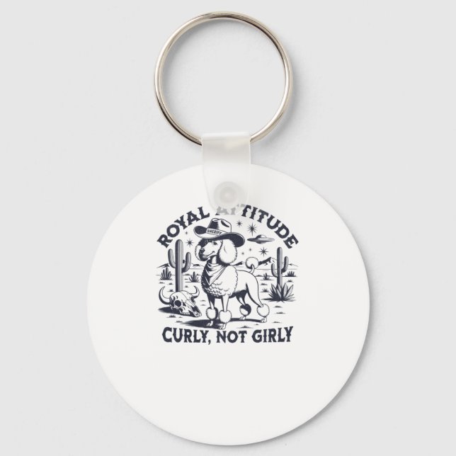 Funny Vintage Western Poodle Sticker  Key Ring (Front)