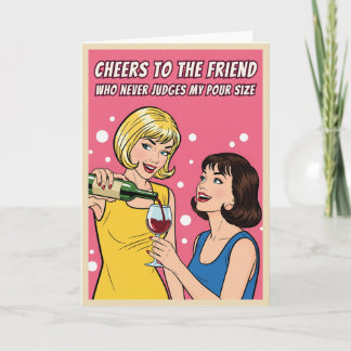 Funny Vintage Wine Humor Best Friends Pop Art Card