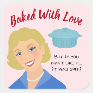 Funny Vintage Woman Baking Gift Label