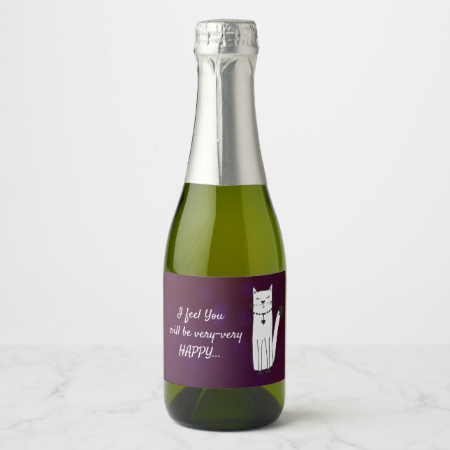 Funny Violet  Sparkling Wine Mini Bottle Label wit (Front)