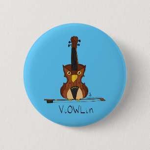 Funny Violin Cute Owl Musician Kids Music 6 Cm Round Badge