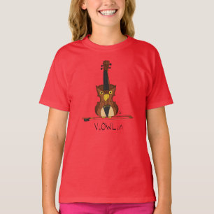 Funny Violin Cute Owl Musician Kids Music T-Shirt