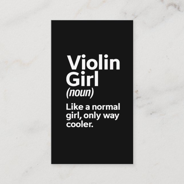 Funny Violin Girl Music Instrument Player Musician Business Card (Front)