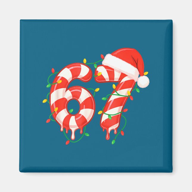 Funny Viral Christmas 67 Candy Canes Meme Santa Ho Magnet (Front)