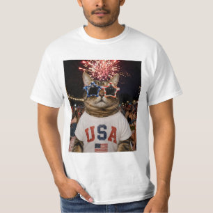 Funny Viral Meme Tabby Cat 4th of July T-Shirt