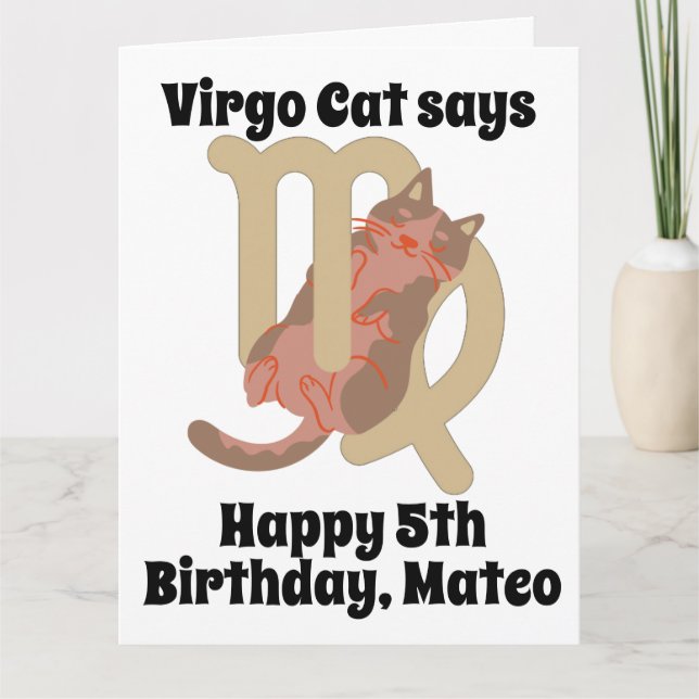 Funny Virgo Cat Personalised Birthday Card (Front)