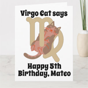 Funny Virgo Cat Personalised Birthday Card