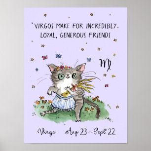 Funny Virgo poster Zodiac Cat Star sign poster