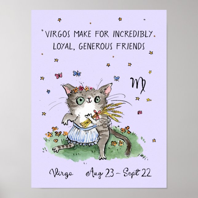 Funny Virgo poster Zodiac Cat Star sign poster (Front)