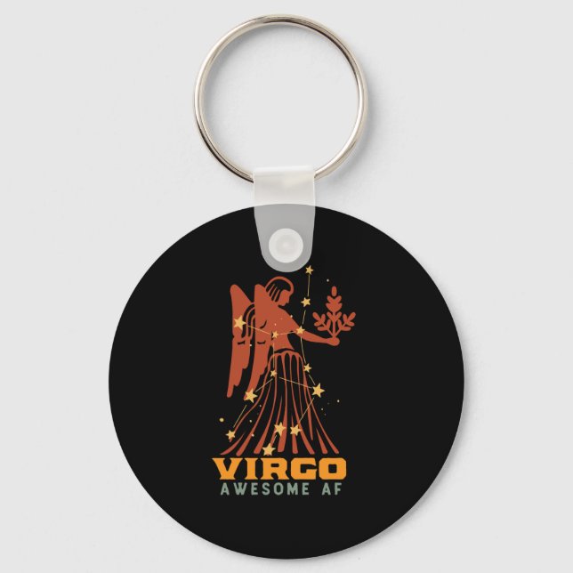 Funny Virgo Zodiac Horoscope Astrology Awesome AF Key Ring (Front)
