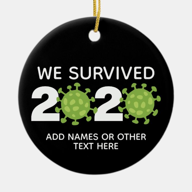 Funny Virus - We Survived 2020 with One Photo Ceramic Tree Decoration (Front)