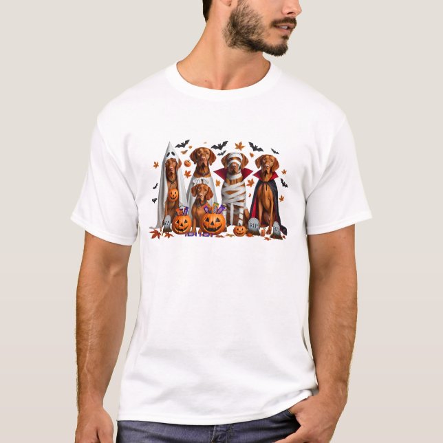 Funny Vizsla Halloween Dog Lover T-Shirt (Front)