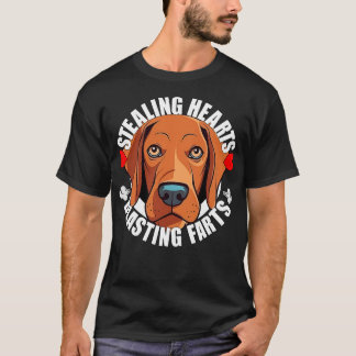 Funny Vizsla Stealing Hearts Blasting Farts Dog Cu T-Shirt