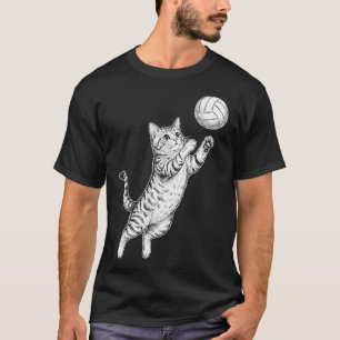 Funny Volleyball Cute Cat Kitten Sports Lover T-Shirt