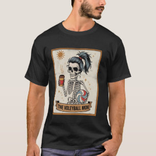 Funny Volleyball Mum Skeleton Coffee Lover Funny M T-Shirt