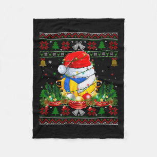Funny Volleyball Santa Claus Hat Ugly Christmas Sw Fleece Blanket
