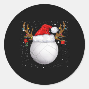 Funny Volleyball Santa Hat Christmas Holiday Reind Classic Round Sticker