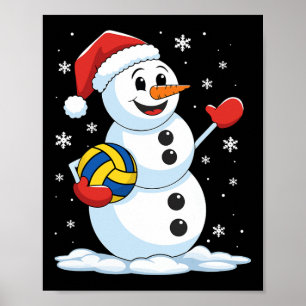 Funny Volleyball Snowman Christmas Volleyball Play Poster