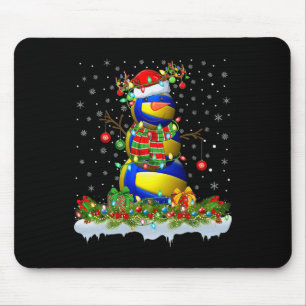 Funny Volleyball Snowman Xmas Lights Volleyball Ch Mouse Mat