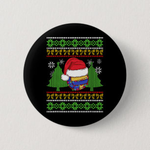 Funny Volleyball Team Ugly Sweater Christmas Light 6 Cm Round Badge