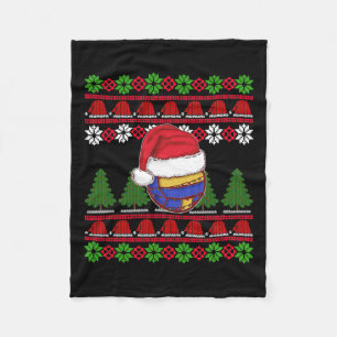 Funny Volleyball Team Ugly Sweater Christmas Light Fleece Blanket