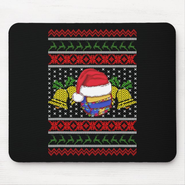 Funny Volleyball Team Ugly Sweater Christmas Light Mouse Mat (Front)