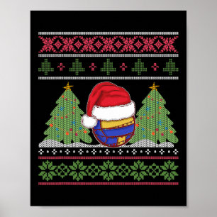 Funny Volleyball Team Ugly Sweater Christmas Light Poster