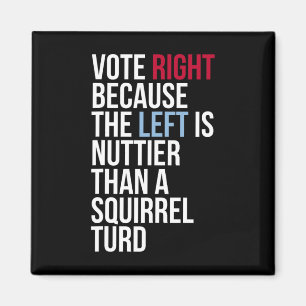 Funny Vote Right Left Nuttier Squirrel Anti Democr Magnet