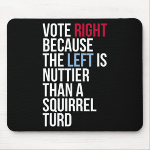 Funny Vote Right Left Nuttier Squirrel Anti Democr Mouse Mat