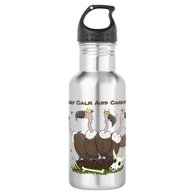 Funny vultures humour cartoon 532 ml water bottle (Front)