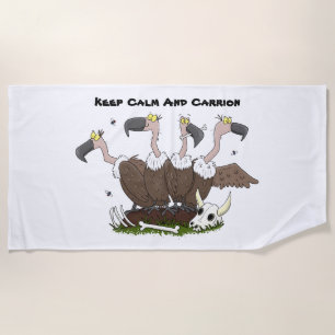 Funny vultures humour cartoon beach towel