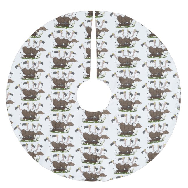 Funny vultures humour cartoon brushed polyester tree skirt (Front)