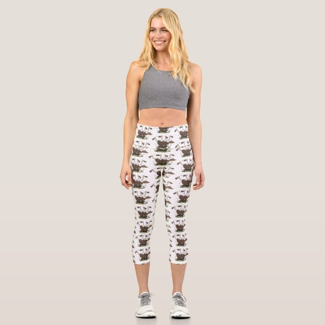 Funny vultures humour cartoon capri leggings (Front)