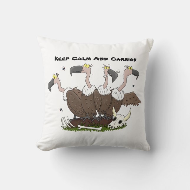Funny vultures humour cartoon cushion (Front)