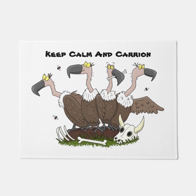 Funny vultures humour cartoon doormat (Front)