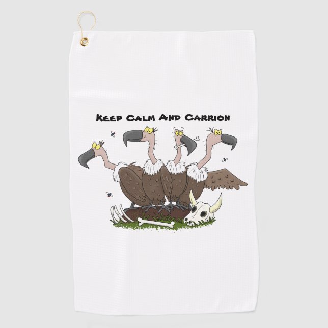 Funny vultures humour cartoon golf towel (Front)